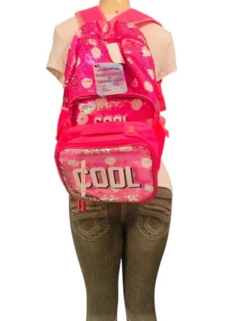 A22  It’s All In The Backpack Pink Cool To Be Kind  Girls with lunchbag